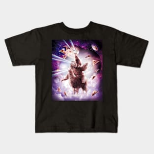 Laser Eyes Space Cat Riding Sloth, Llama - Rainbow Kids T-Shirt